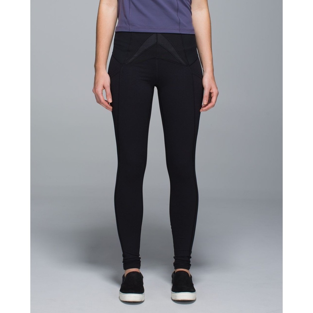 Lululemon Exquisite Pant Women's 4 Shine Dot Black Full-On Luon Gym‎ Yoga Tights